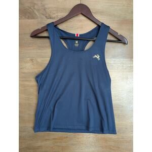 Tracksmith Twilight Crop Tank Top Womens M Navy Mesh Fitted Racerback Pullover